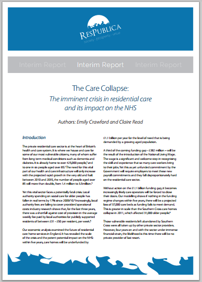 The Care Collapse: The imminent crisis in residential care and its impact on the NHS